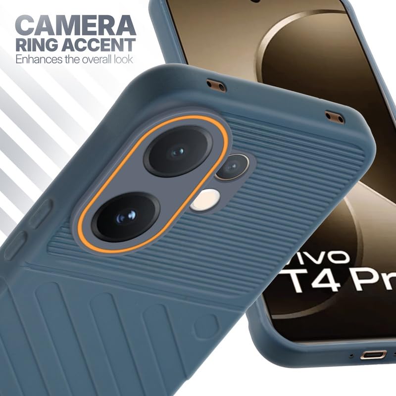 Vivo T4 Pro 5G Grey silicone case with raised camera ring for extra lens protection and stylish look