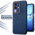 Soft silicone back cover for iQOO Z10x 5G in blue with anti-slip grip and textured design