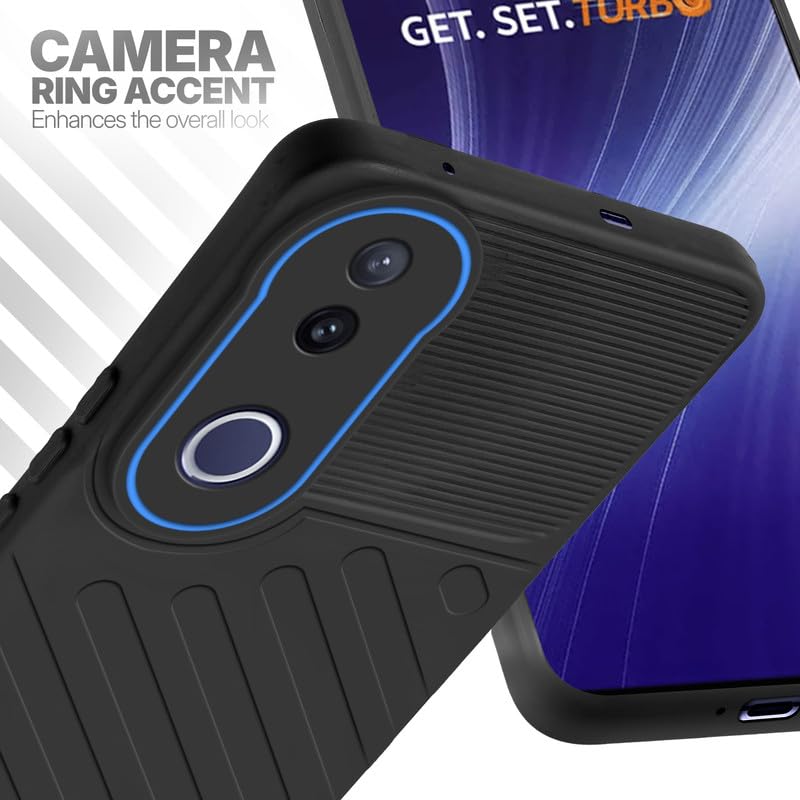 Vivo T4R 5G Black silicone case with raised camera ring for extra lens protection and stylish look