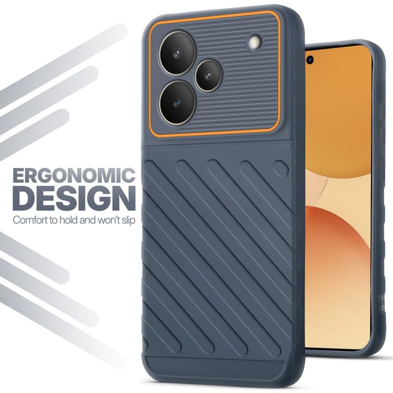 Soft silicone back cover for Realme P4 5G in Grey with anti-slip grip and textured design