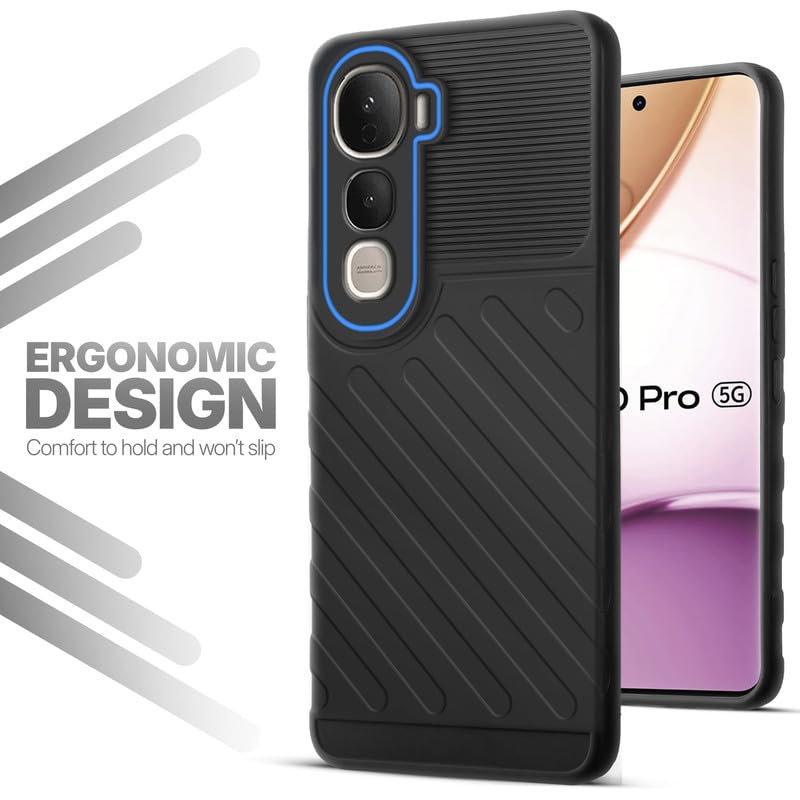 Lightweight and flexible silicone case for Vivo Y400 Pro 5G with raised camera protection – Black color