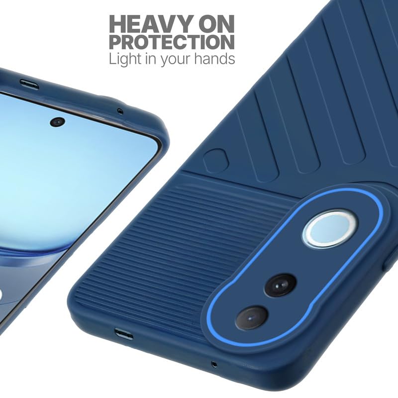 Silicone case for iQOO Z10R 5G with raised edges for screen and camera protection in blue