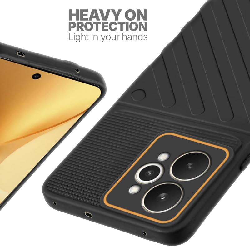 Silicone case for Realme 15 5G with raised edges for screen and camera protection in Black