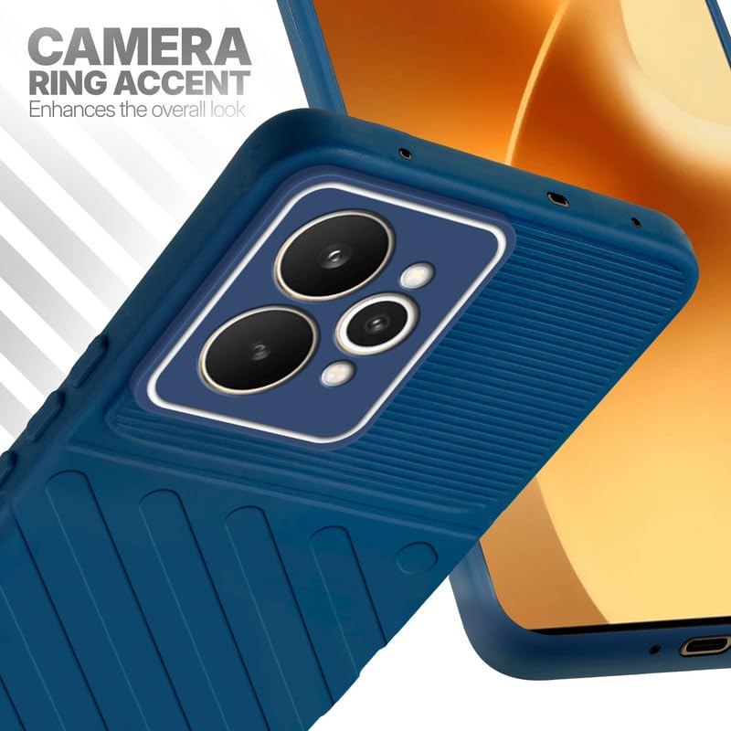 Realme 15 5G blue silicone case with raised camera ring for extra lens protection and stylish look