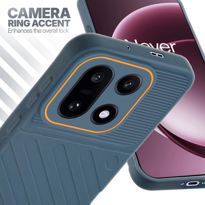 OnePlus 15 5G Grey silicone case with raised camera ring for extra lens protection and stylish look