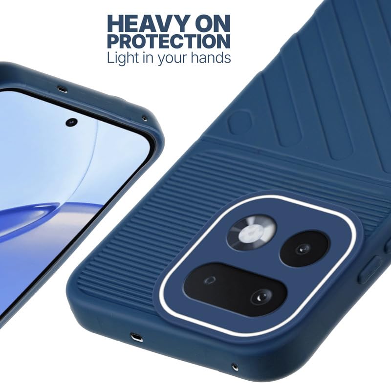 Silicone case for Realme 16 Pro 5G with raised edges for screen and camera protection in blue