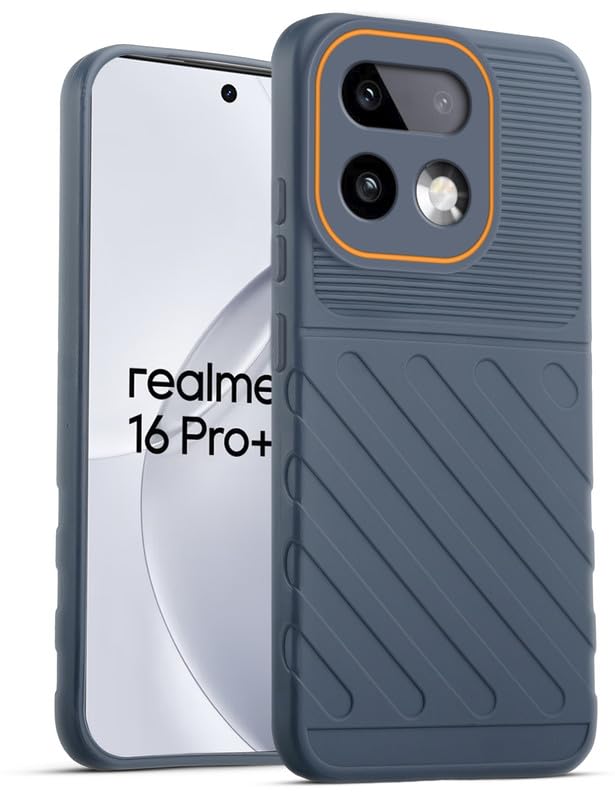 Lightweight and flexible silicone case for Realme 16 Pro Plus 5G with raised camera protection – Grey color