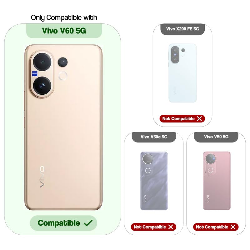 Compatibility comparison image showing Vivo V60 5G supported, while other models are not compatible.