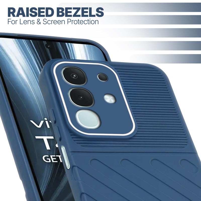 Slim blue silicone back cover for Vivo T4x 5G with strong drop protection and soft feel