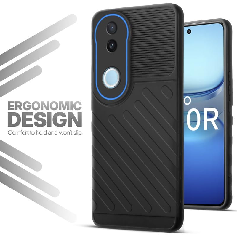 Soft silicone back cover for iQOO Z10R 5G in Black with anti-slip grip and textured design