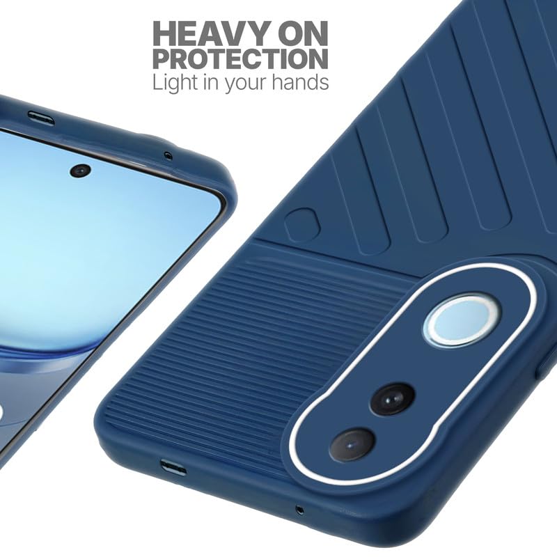 Silicone case for iQOO Z10R 5G with raised edges for screen and camera protection in blue