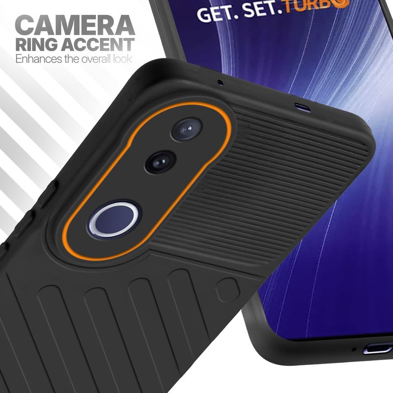 Vivo T4R 5G Black silicone case with raised camera ring for extra lens protection and stylish look