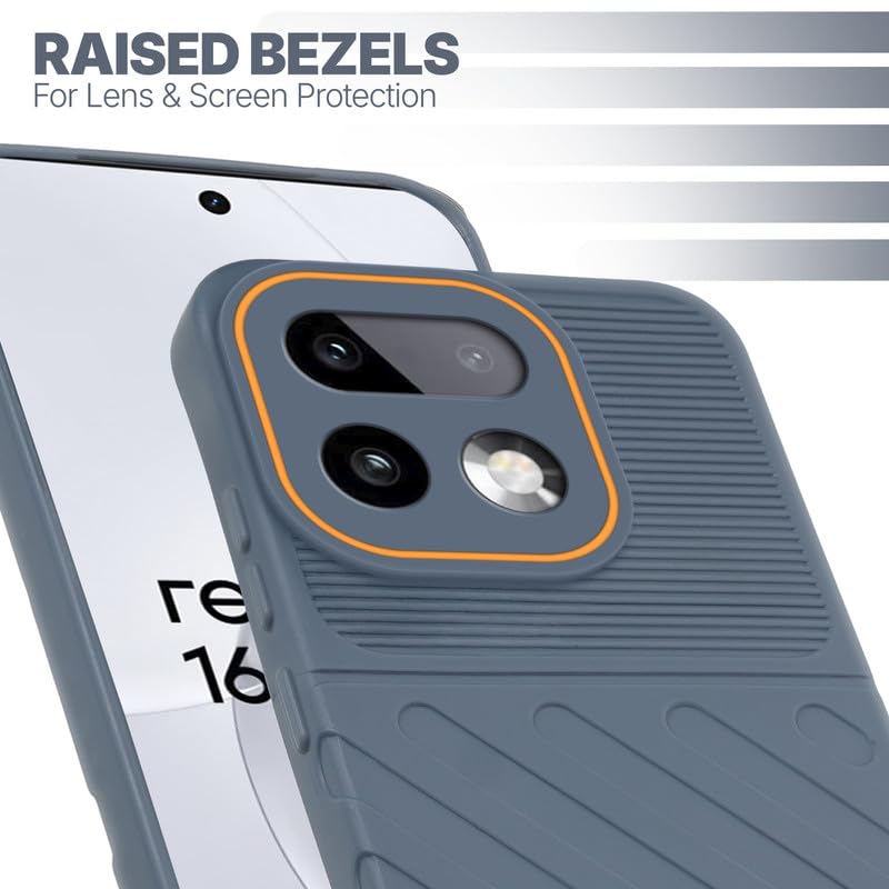 Slim Grey silicone back cover for Realme 16 Pro Plus 5G with strong drop protection and soft feel
