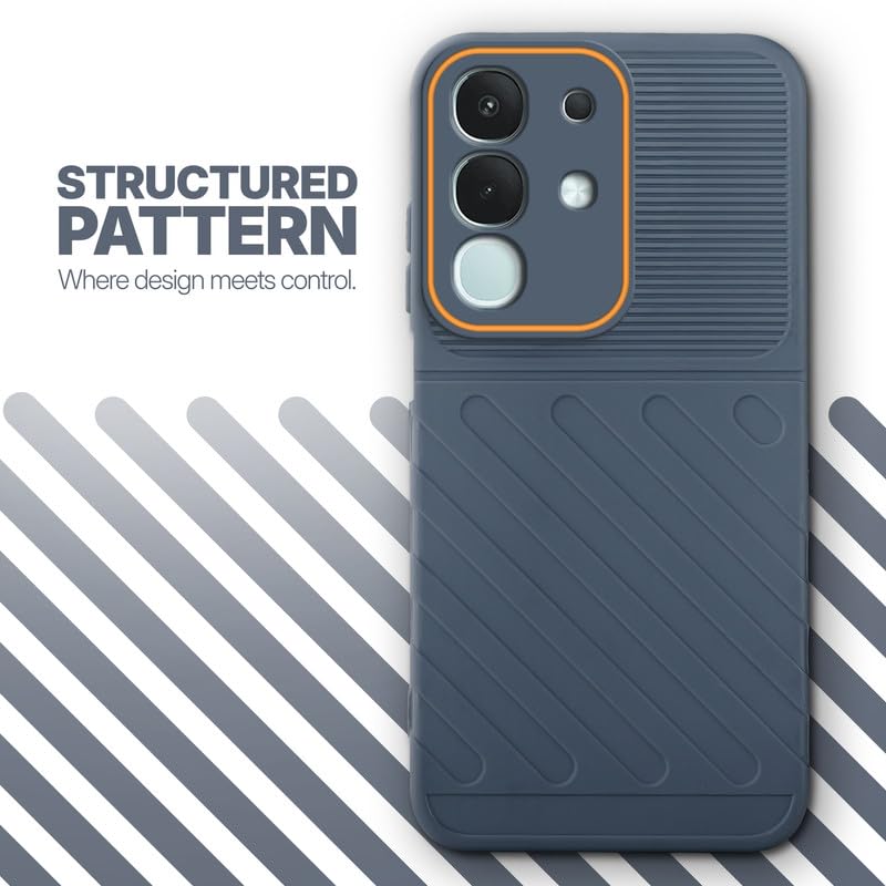 Textured soft silicone back cover for Vivo T4x 5G, Grey finish with comfortable anti-slip grip