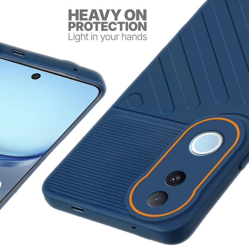 Silicone case for iQOO Z10R 5G with raised edges for screen and camera protection in blue