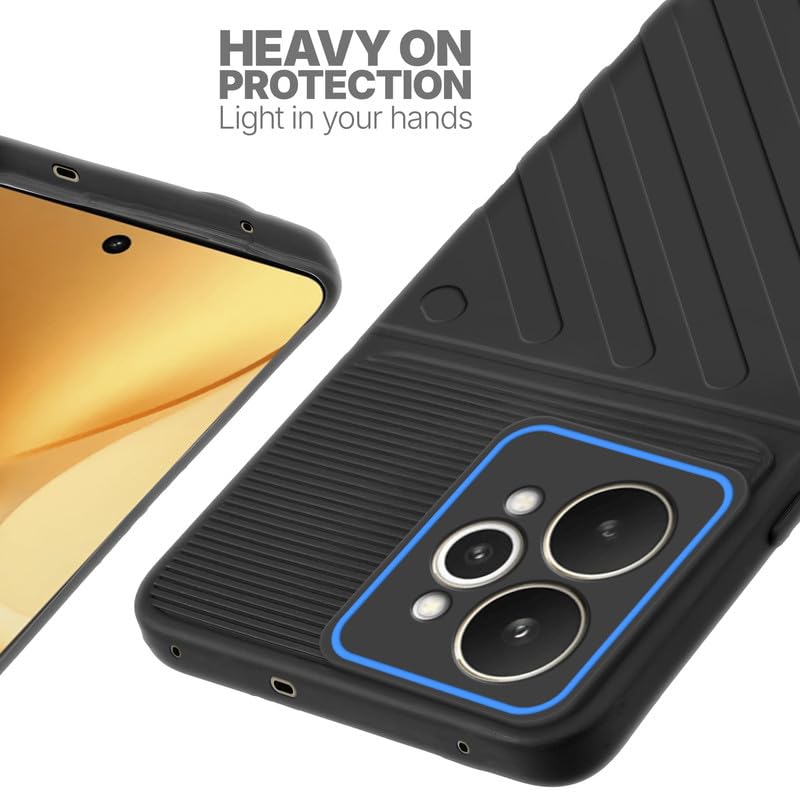 Silicone case for Realme 15 5G with raised edges for screen and camera protection in Black