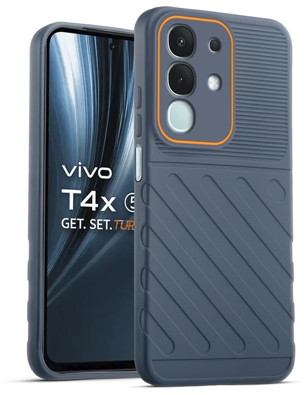Lightweight and flexible silicone case for Vivo T4x 5G with raised camera protection – Grey color