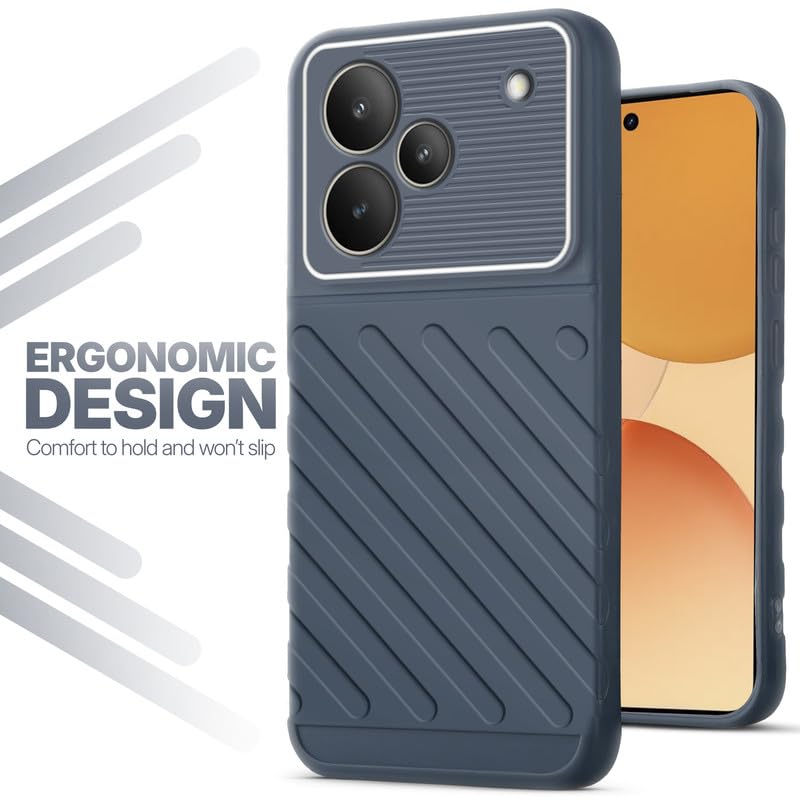 Soft silicone back cover for Realme P4 5G in Grey with anti-slip grip and textured design