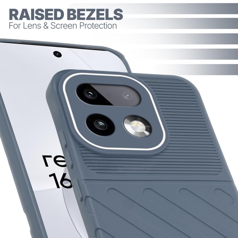 Slim Grey silicone back cover for Realme 16 Pro Plus 5G with strong drop protection and soft feel