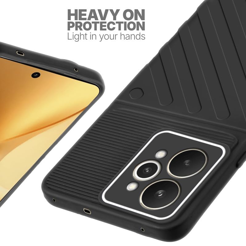 Silicone case for Realme 15 5G with raised edges for screen and camera protection in Black