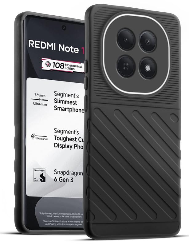 Lightweight and flexible silicone case for Redmi Note 15 5G with raised camera protection – Black color
