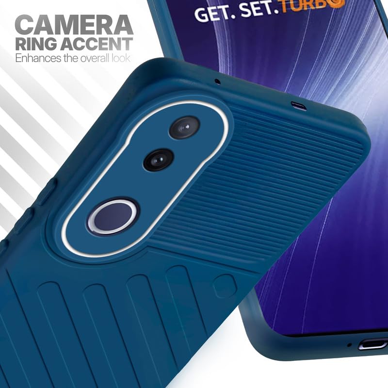 Vivo T4R 5G blue silicone case with raised camera ring for extra lens protection and stylish look