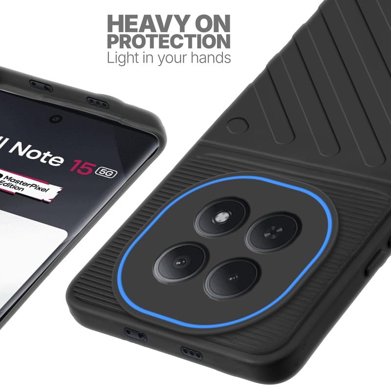 Silicone case for Redmi Note 15 5G with raised edges for screen and camera protection in Black