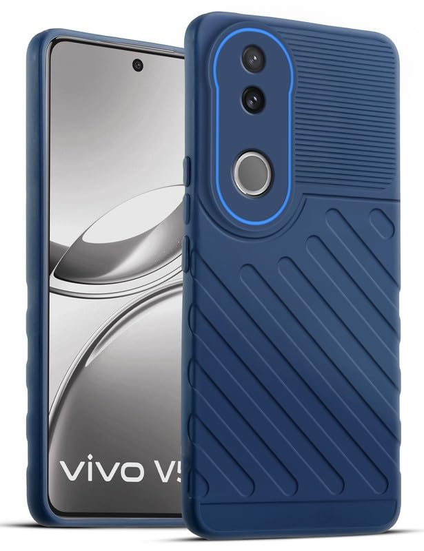 Lightweight and flexible silicone case for Vivo V50 5G with raised camera protection – blue color