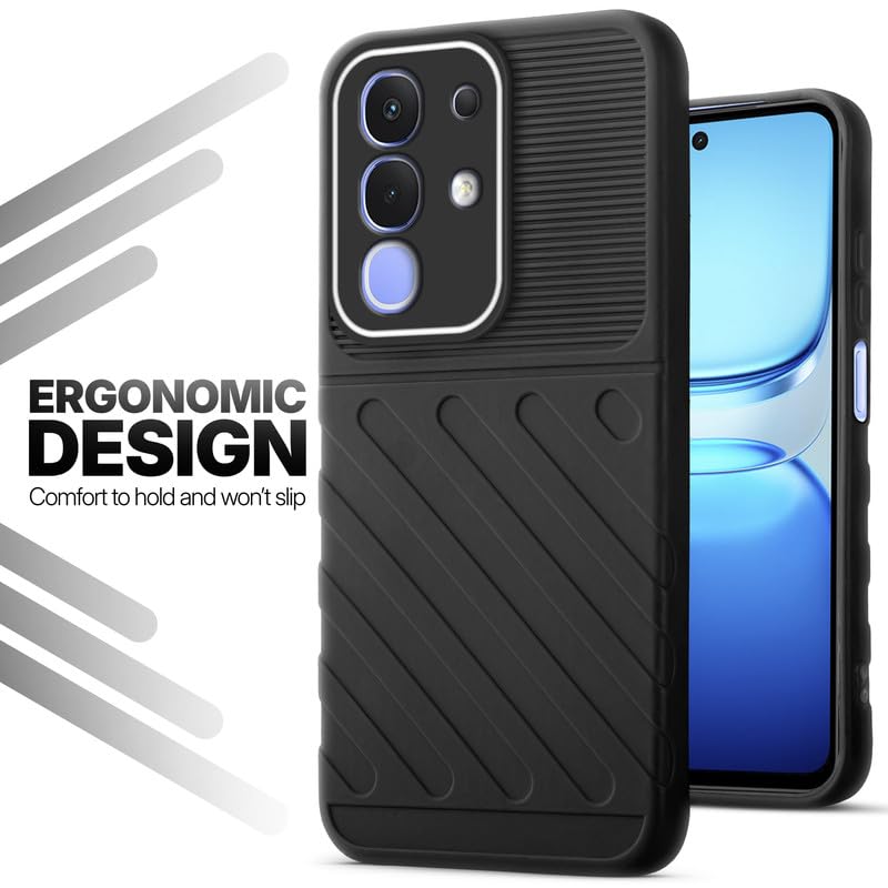 Soft silicone back cover for iQOO Z10x 5G in Black with anti-slip grip and textured design