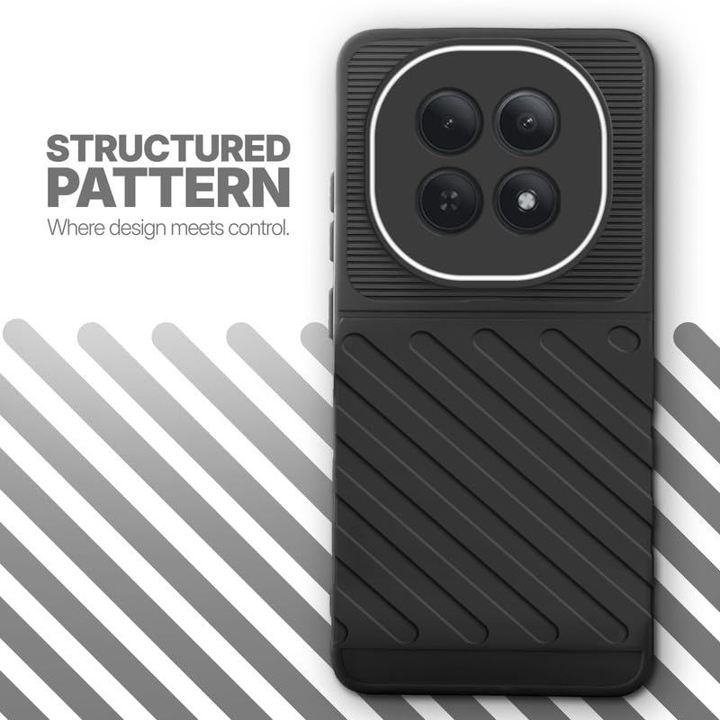 Textured soft silicone back cover for Redmi Note 15 5G, Black finish with comfortable anti-slip grip
