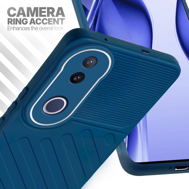 Vivo V50e 5G blue silicone case with raised camera ring for extra lens protection and stylish look