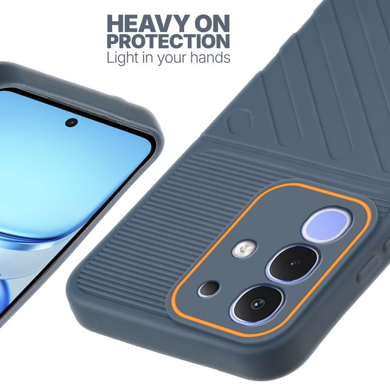 Silicone case for iQOO Z10x 5G with raised edges for screen and camera protection in Grey