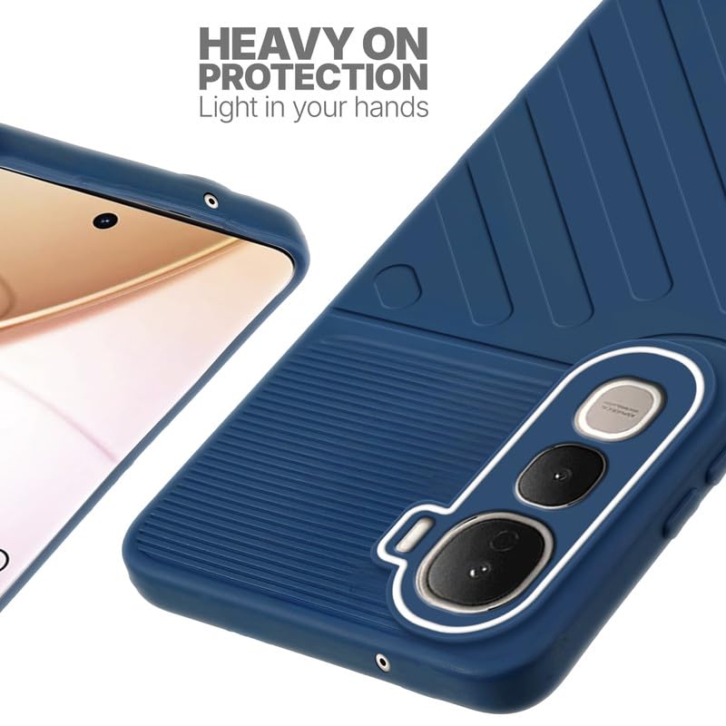 Silicone case for Vivo Y400 Pro 5G with raised edges for screen and camera protection in blue