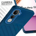 Vivo Y400 Pro 5G blue silicone case with raised camera ring for extra lens protection and stylish look