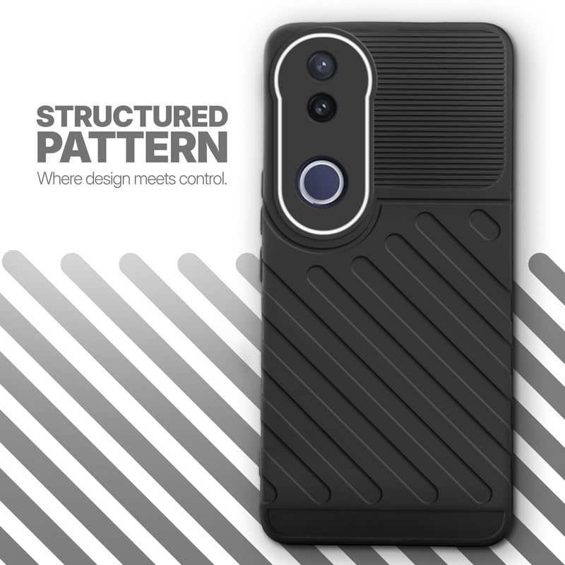 Textured soft silicone back cover for Vivo T4R 5G, Black finish with comfortable anti-slip grip