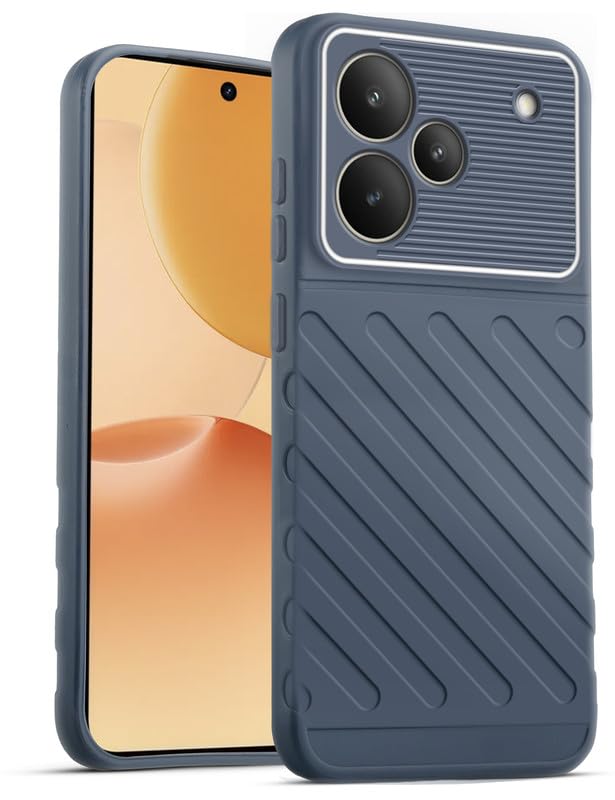 Lightweight and flexible silicone case for Realme P4 5G with raised camera protection – Grey color
