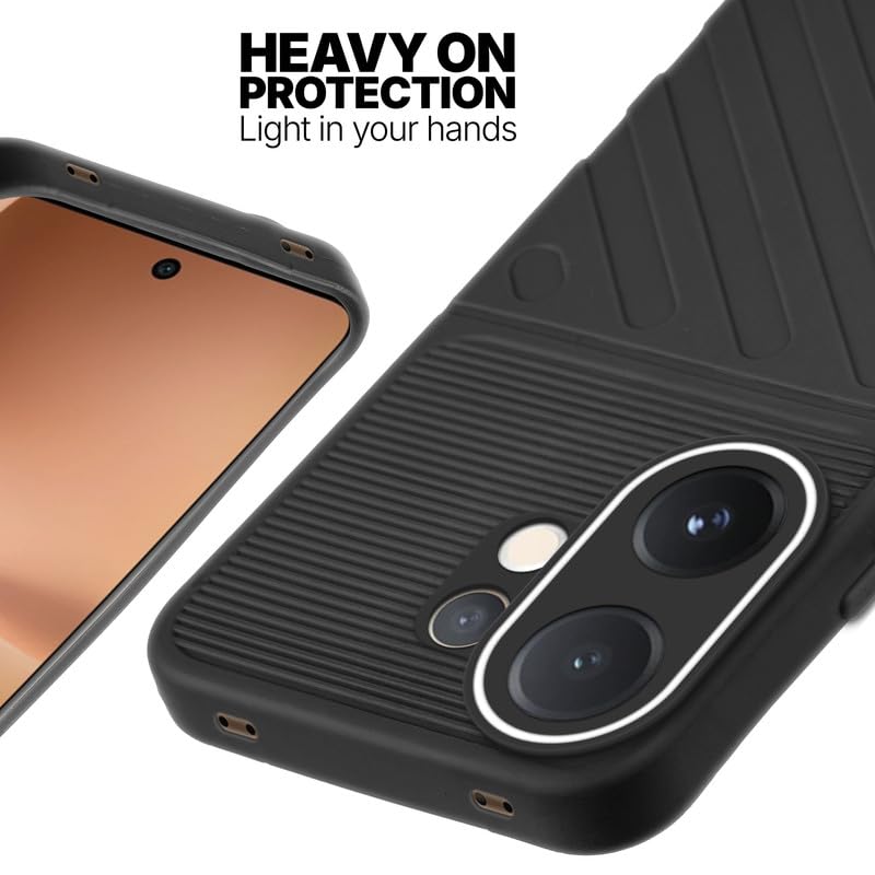 Silicone case for Vivo V60 5G with raised edges for screen and camera protection in Black