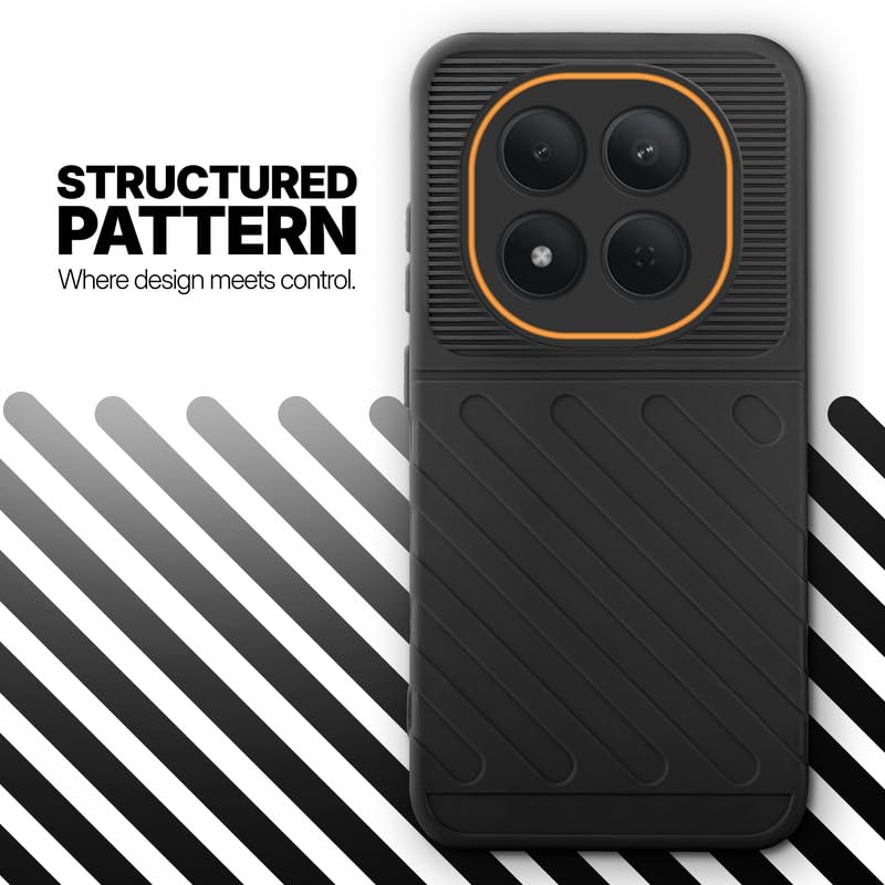Textured soft silicone back cover for Redmi Note 15 Pro 5G, Black finish with comfortable anti-slip grip