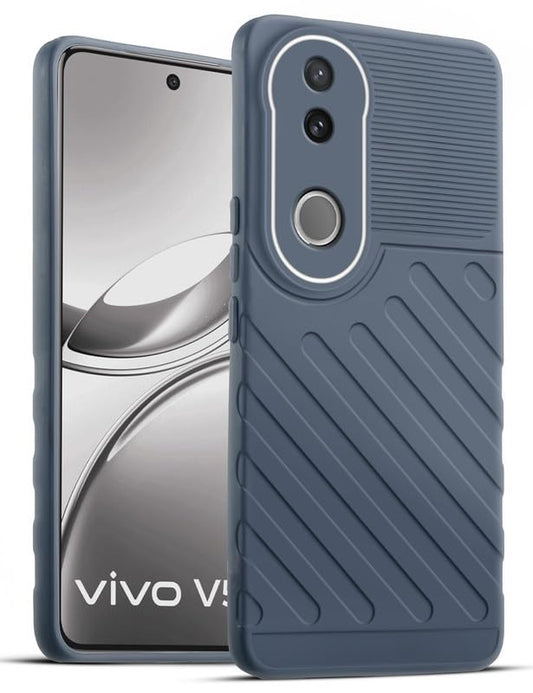 Lightweight and flexible silicone case for Vivo V50 5G with raised camera protection – Grey color
