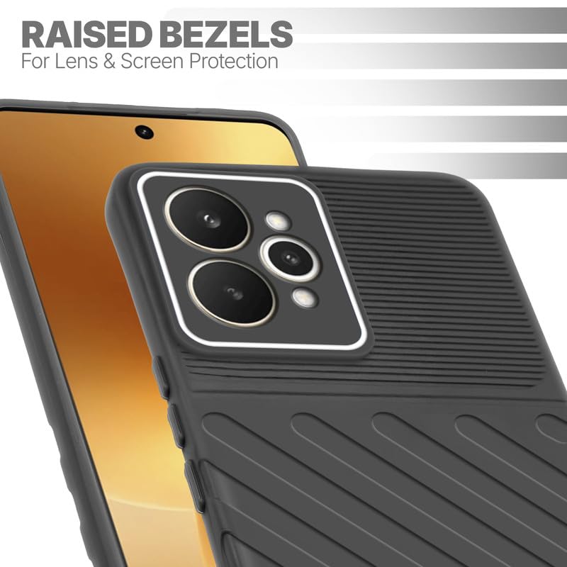 Slim Black silicone back cover for Realme 15 5G with strong drop protection and soft feel