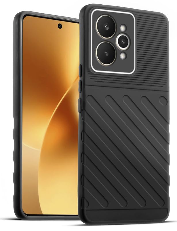 Lightweight and flexible silicone case for Realme 15 5G with raised camera protection – Black color
