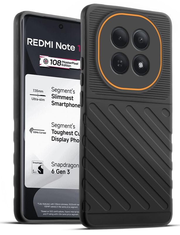 Lightweight and flexible silicone case for Redmi Note 15 5G with raised camera protection – Black color