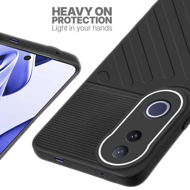Silicone case for Vivo V50e 5G with raised edges for screen and camera protection in Black