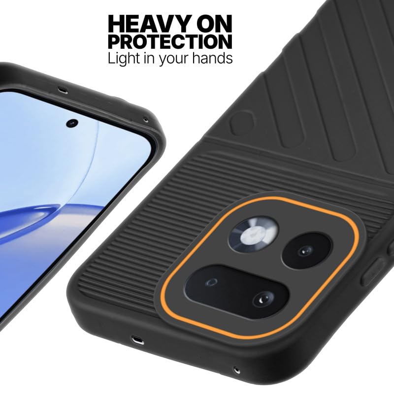 Silicone case for Realme 16 Pro 5G with raised edges for screen and camera protection in Black