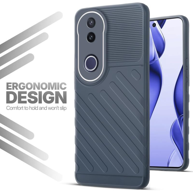 Soft silicone back cover for Vivo V50e 5G in Grey with anti-slip grip and textured design