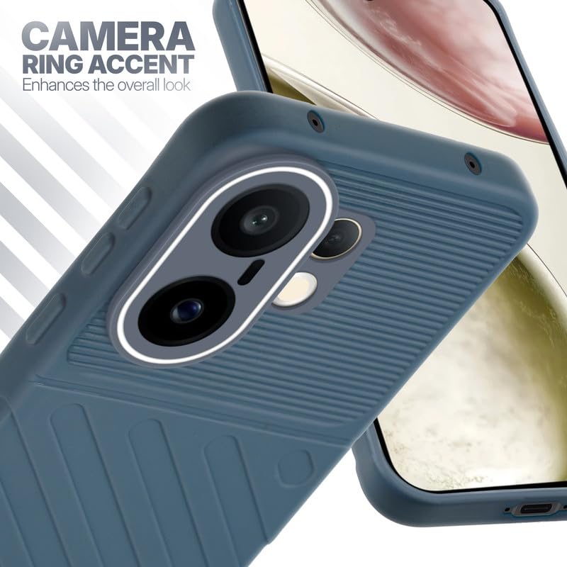 Vivo X200 FE 5G Grey silicone case with raised camera ring for extra lens protection and stylish look