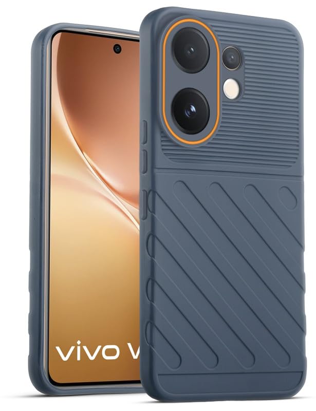Lightweight and flexible silicone case for Vivo V60 5G with raised camera protection – Grey color