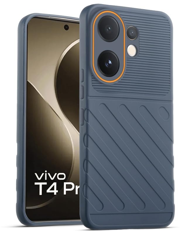 Lightweight and flexible silicone case for Vivo T4 Pro 5G with raised camera protection – Grey color
