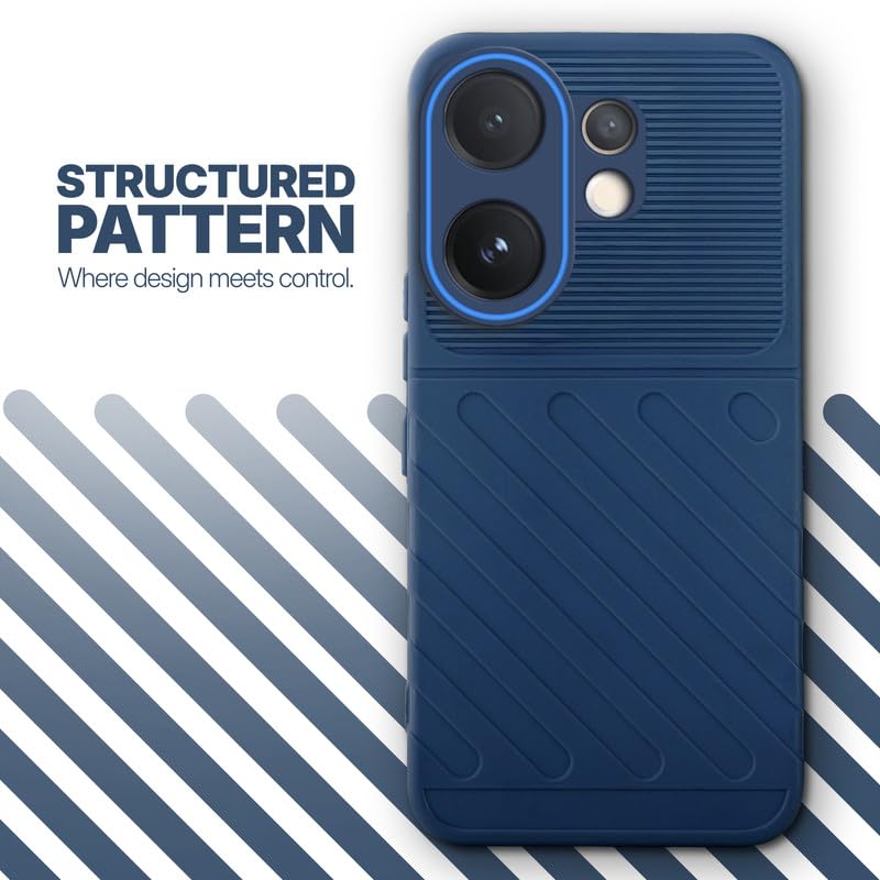 Textured soft silicone back cover for Vivo V60 5G, blue finish with comfortable anti-slip grip