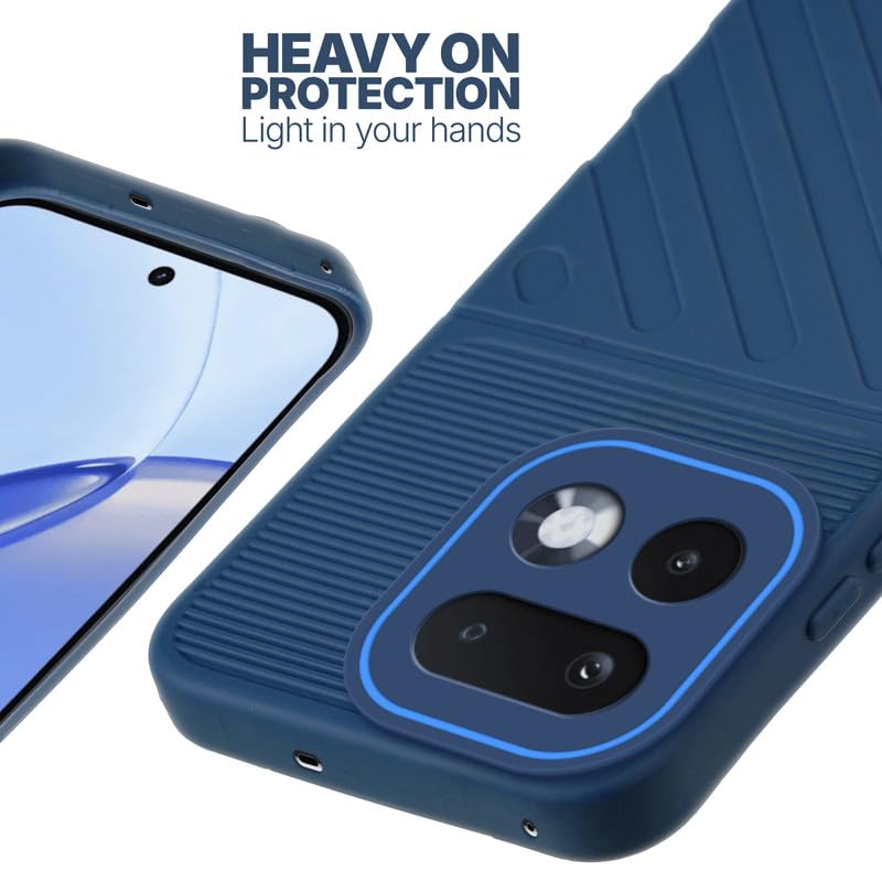 Silicone case for Realme 16 Pro 5G with raised edges for screen and camera protection in blue